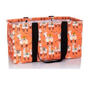 Thirty-One Large Utility Tote with Rigid Insert – Orange Llama